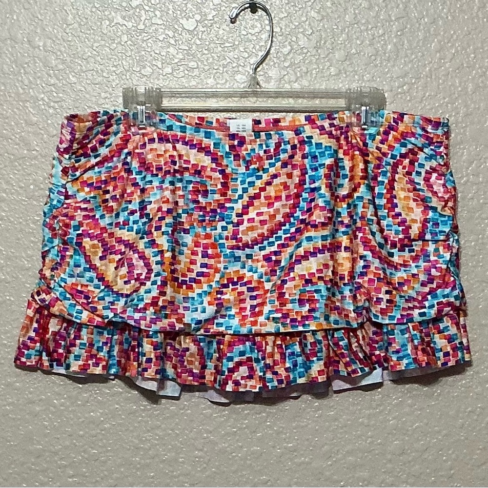 Colorful Mosaic Patterned Women's Swimskirt